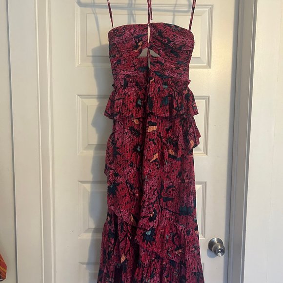 Ulla Johnson Pink and Black Midi Dress - Picture 4 of 5